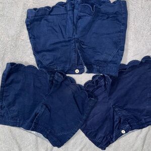 Crown & Ivy Kids Navy Blue Scalloped Shorts set of 3